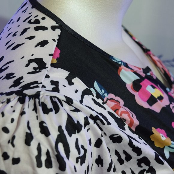 Peasant Blouse with Empire Waist, Floral & Animal Print Size 3X - Picture 9 of 14